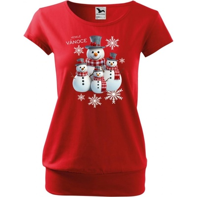 MALFINI Vánoční tričko City sněhuláci, vločky – Zboží Dáma