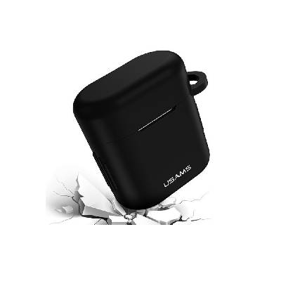 Силиконов калъф с карабинер за Huawei Freebuds 2, Freebuds 2 Pro - USAMS Silicone Case (черен) (US-BH501)