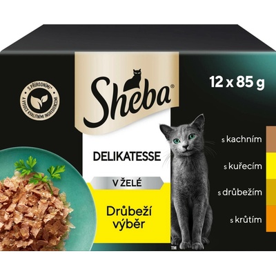 Sheba Delikatesse in Jelly kuře krůta kachna drůbeží 12 x 85 g