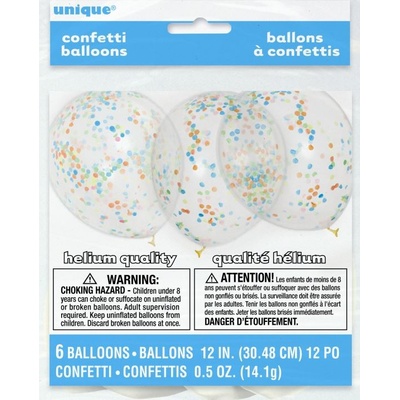 UNIQUE Balónky 30 cm průhledné s konfety barevnými