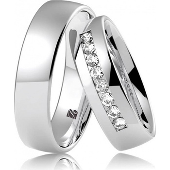 Blink Blink Hladké oblé obrúčky z bieleho zlata s kameňmi 8110 BL