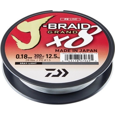 Daiwa pletená šňůra J-Braid Grand X8 Light Grey 135m 0,13mm