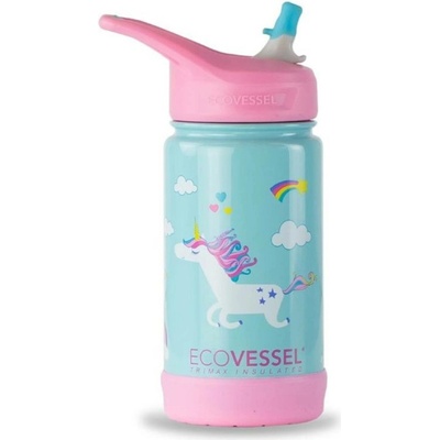 Eco Vessel Frost Dětská Termo láhev s brčkem Unicorn 355 ml