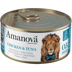 Amanova cat can 05 chicken tuna - консерва за пораснали котки от всички породи, с Пилешко филе и риба тон - 70 гр, Испания - 33363