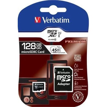 Image 1 of Verbatim microSDXC 128GB C10/U1 + Adapter (44085)