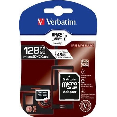 Verbatim microSDXC 128GB C10/U1 + Adapter (44085)