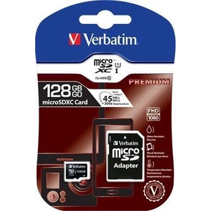Verbatim microSDXC 128GB C10/U1 + Adapter (44085)