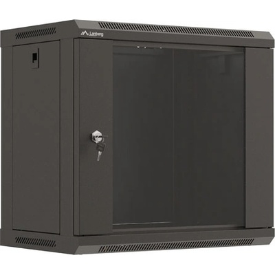 Lanberg Комуникационен шкаф, Lanberg rack cabinet 19" wall-mount 9U/540x350 (flat pack) with glass door black (WF03-5309-10B)