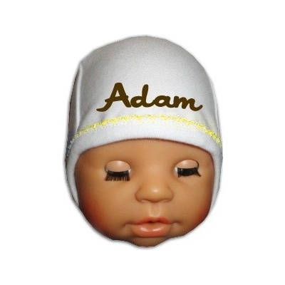 Čiapka BABY biela so žltým lemom