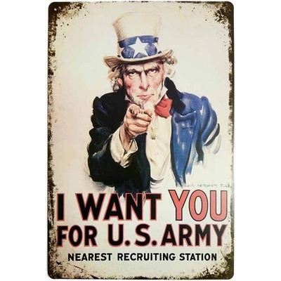 Ceduľa I Want You For U.S.Army 40cm x 30cm Plechová tabuľa