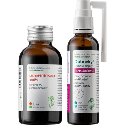 Dědek kořenář Imunitní sada Dědka kořenáře® MINI speciál Varianta: Lichořeřišnicová směs 100 ml + Dubovky® Speciální edice s rozprašovačem 50 ml