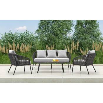 Halmar ROCCA záhradná zostava ( lavica + stolička 2x + ), tmavo sivá/svetlo sivá