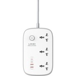 LDNIO Разклонител с 3 AC изхода и вградени 2хUSB-C и 2хUSB-A изхода за мобилни устройства - LDNIO GaN Desktop Power Strip With USB-C Hub 65W (бял) (SC3416)