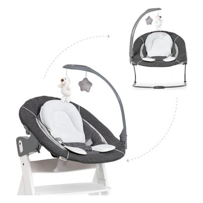 hauck Highchair Alpha Plus White včetně Bouncer Deluxe Melange Grey
