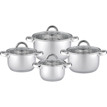 Rosberg Комплект тенджери Rosberg R51210L8, 8 ч, Двойно дъно, 1.8-5.8 литра, Индукция, Инокс (R51210L8)