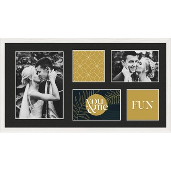 STYLER Рамка за 5 снимки Kyoto с черно паспарту 27 x 51 см бяла (RA-15117)