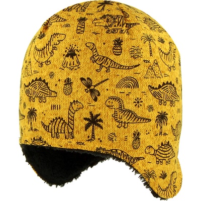RDX Zimná čiapka na uši Dinošci Žltá