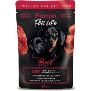 Dibaq Fitmin For Life Телешки пауч за кученца и възрастни кучета с инулин 85 g