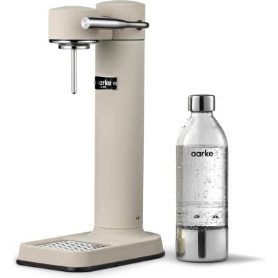 AARKE Carbonator 3, stainless steel sparkling water maker in a modern sand finish with BPA-free 1L PET bottle, sparkling water maker for tap water, compatible with 60L CO2 cylinders - AAC3-Sand