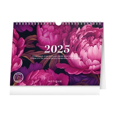 NOTIQUE Týždenný plánovací Pivonky 30 x 21 cm 2025