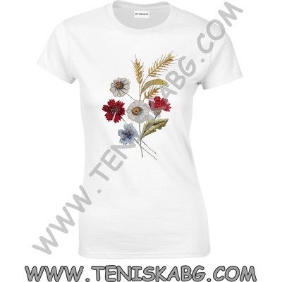 Fruit of the Loom Тениска - Принт бродерия цветя 3