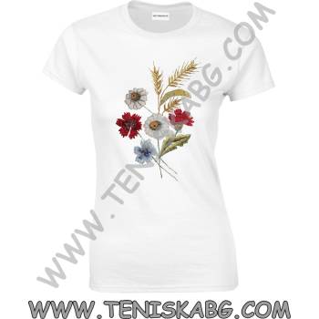 Fruit of the Loom Тениска - Принт бродерия цветя 3