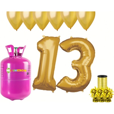 HeliumKing Helium párty set na 13. narozeniny se zlatými balónky