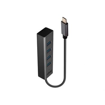 Lindy 43325 интерфейсен хъб USB 3.2 Gen 1 (3.1 Gen 1) Type-C 5000 Мбит/с Сив (43325) (43325)