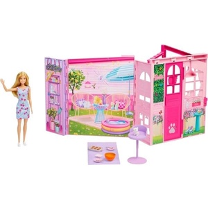Mattel Barbie Уикенд къща за кукли, комплект с кукла (25JMD28)