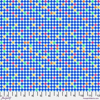 Bavlněná látka geometrická modrá | Sam Wilde – Florescence – Tilted Tiles Bluebell