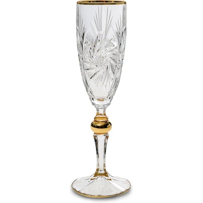 Bohemia 1845 Чаша за шампанско Bohemia 1845 Pinwheel Matt Cut and Gold 180ml, 6 броя