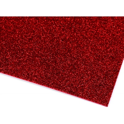 Prima-obchod Samolepicí pěnová guma Moosgummi s glitry 20x30 cm, barva 3 červená