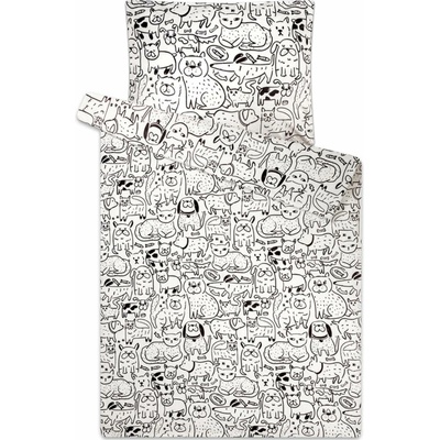 Svitap obliečky vrátane mikroflanelu Mačky a psi 140x200 70x90