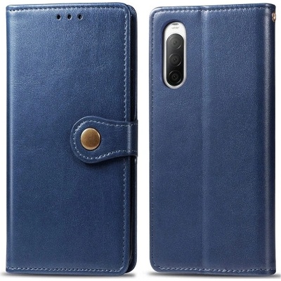 PROTEMIO 26372 LEATHER BUCKLE Peněženkový obal Sony Xperia 10 II modrý – Zboží Živě