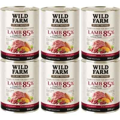 Wild Farm Pure Mono Jahňacie mäso brusnice a sladké zemiaky 6 x 800 g