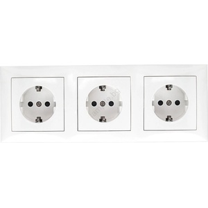 Aigostar - Тройна домашна контактна розетка с рамка SCHUKO 230 V бяла (AI2835)