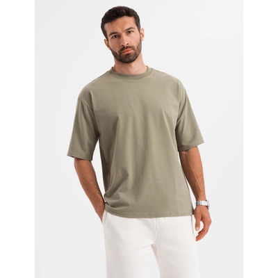 Ombre Clothing Мъжка памучна тениска LOOSE FIT с кръгло деколте - каки Ombre Clothing | Zelen | МЪЖЕ | L