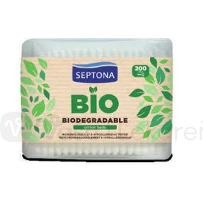 Septona 100% Bio Rozložiteľné Bavlnené Tyčinky Do Uší Box 200 ks