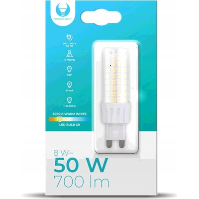 Forever LED žárovka G9 8W teplá bílá 3000K