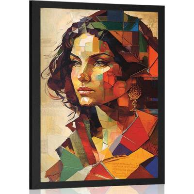 Plakát profil ženy v patchwork designu - 60x90 no frame