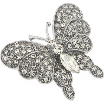 Biju brož motýl s broušenými kamínky čirá 9001687-3