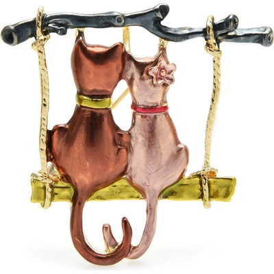 Amparo Miranda Brošňa Mačičky na hojdačke AM1940 Brown