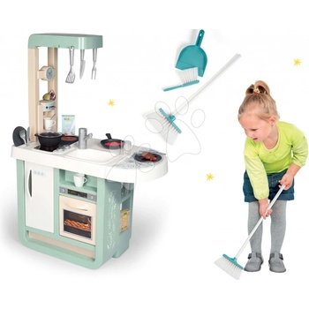 Smoby Set kuchynka Cherry Kitchen so zvukmi a upratovací set s metlou a s lopatkou