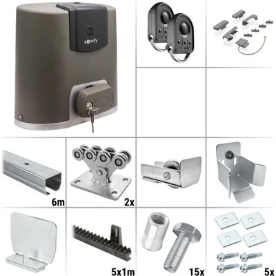 Somfy Elixo 500 3S M io Standard 7.0Z - zostava pojazdu, pohonu a príslušenstva, pre posuvnú bránu do prejazdu 4,2 m a 425 kg, pozinkovaný profil