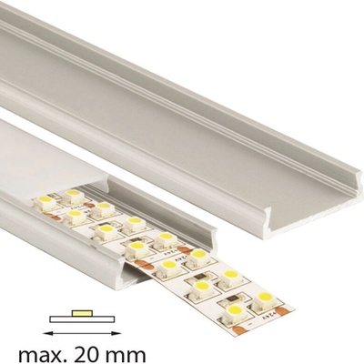 ML-761.004.07.2 Přisazený hliníkový profil PZ, 24x6 mm, včetně mléčného difuzoru, 2 m