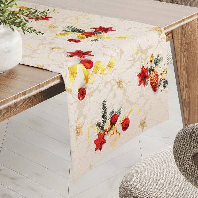 Biante Luxusný vianočný behúň Parma PM-137 Vianočné ozdoby s vetvičkami na zlato-béžovom 35x120 cm