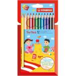 STABILO Комплект цветни моливи и острилка, Stabilo, Trio Thick, 12 цвята (ST203/2-12)