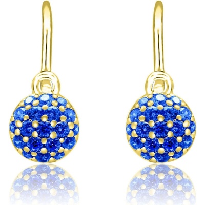 Duppi detské náušnice okrúhle DU 70414 zo žltého zlata s kamienkami tmavo modrými zapínanie brizúra