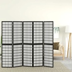 vidaXL Параван за стая, 5 панела, японски стил, 200x170 cм, черен (352081)