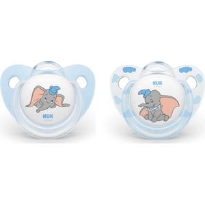 Nuk Силиконови залъгалки NUK - Disney, Dumbo с кутия за стерилизиране, 6 - 18 m, 2 броя (10736571)